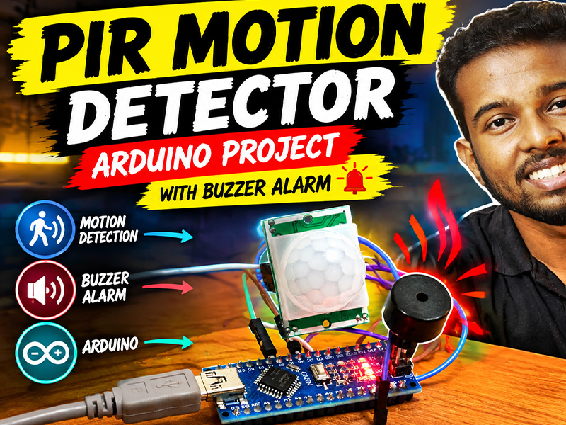 PIR motion detector with buzzer alarm
